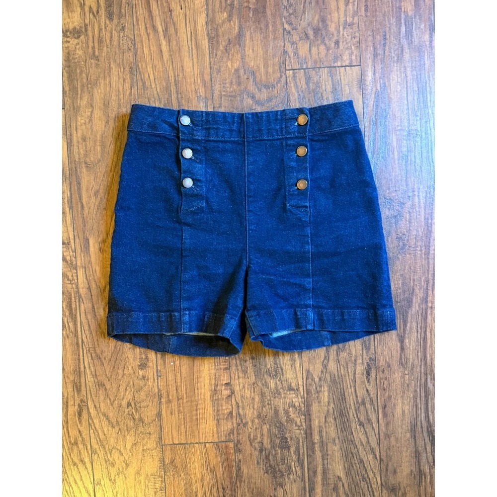 Boden Denim Sailor Shorts Womens 6 Dark Wash Indigo High Rise Button Front 4in